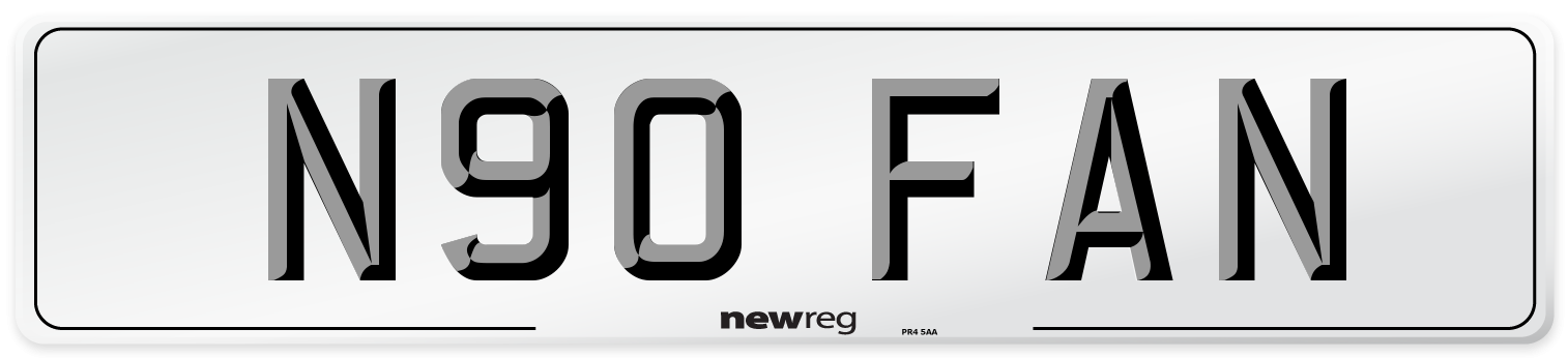 N90 FAN Number Plate from New Reg